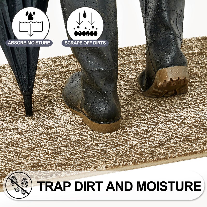 REFETONE Indoor Doormat, Front Door Mat 24"x36" Absorbent Rubber Backing Non Slip Back Door Mats, Washable Low-Profile Inside Floor Mat Door Rugs for Entryway, Resist Dirt Mud Mat for Dogs, Coffee - Image 4